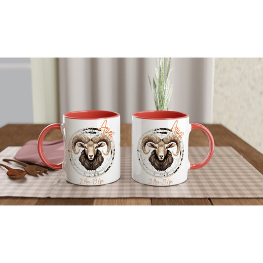 11oz ceramic mug with color inside fiery Aries personalized