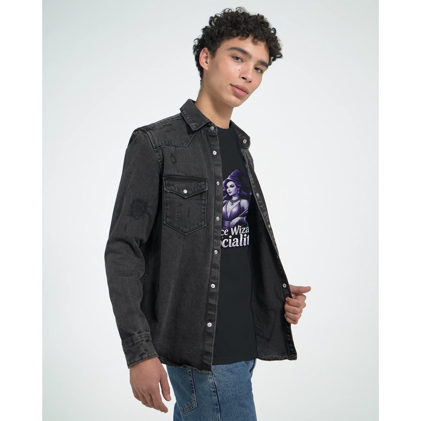 Space Wizard Socialite graphic design on a Heavyweight T-shirt