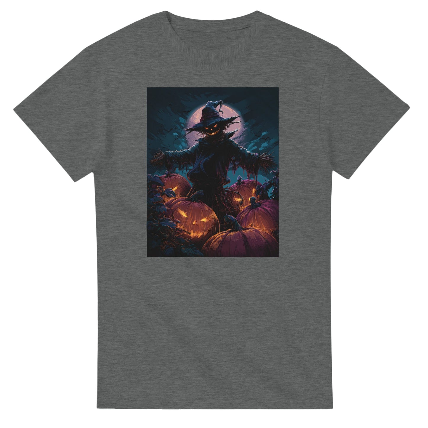 Jack-o'-Lanterns & Full Moon on a Heavyweight T-shirt