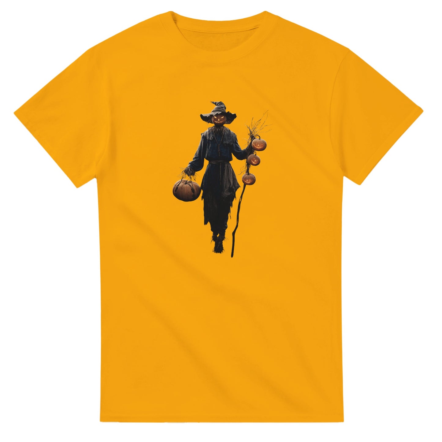 Spooky Scarecrow Jack-O'-Lantern on a Heavyweight T-shirt