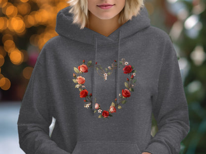Heart Shaped Floral Wreath Design on Hoodie Product