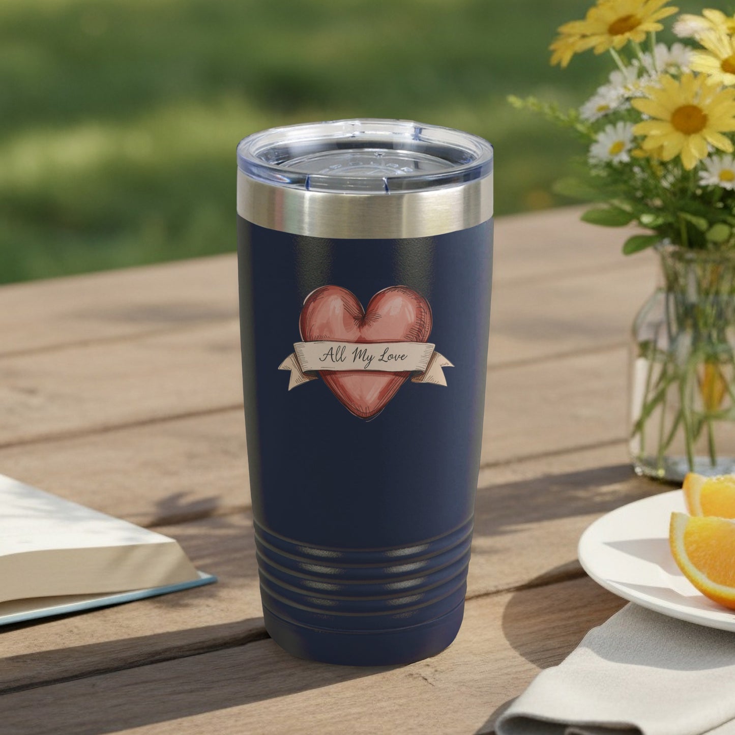 All My Love Heart Design Insulated Tumbler Cup