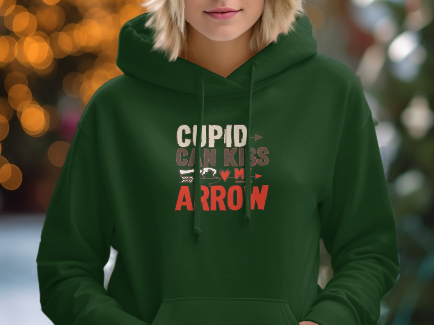 Cupid Can Kiss My Arrow Fun Green Hoodie Apparel