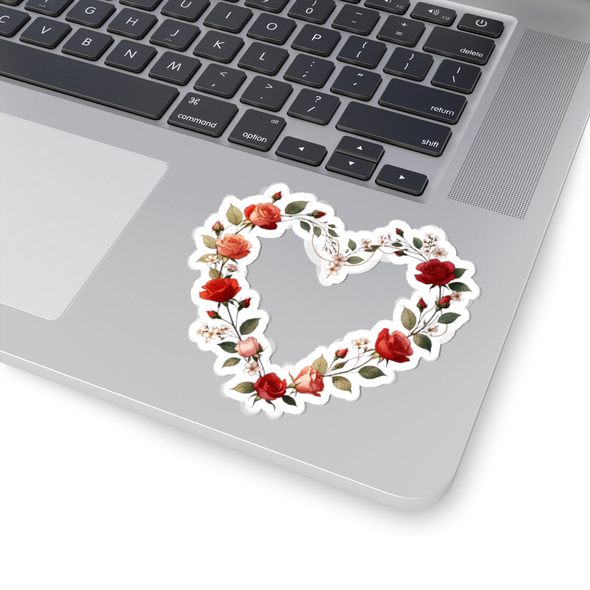 Elegant Heart Shaped Floral Design Laptop Sticker