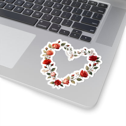 Elegant Heart Shaped Floral Design Laptop Sticker