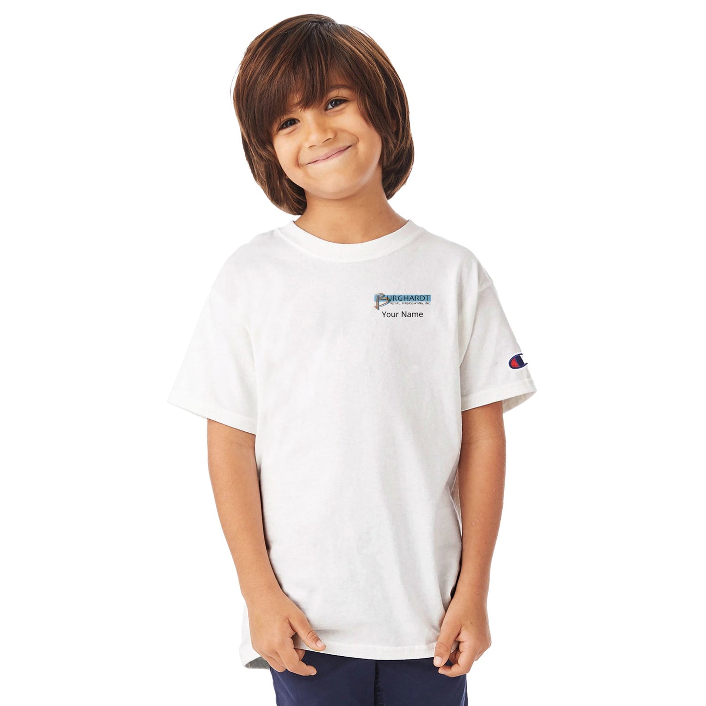 Burghardt Metal Fabricating, Inc., logo on a Kids Premium T-Shirt - Champion