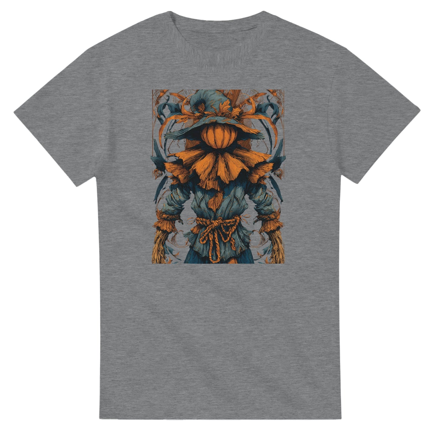 Autumn Harvest Scarecrow on a Heavyweight T-shirt
