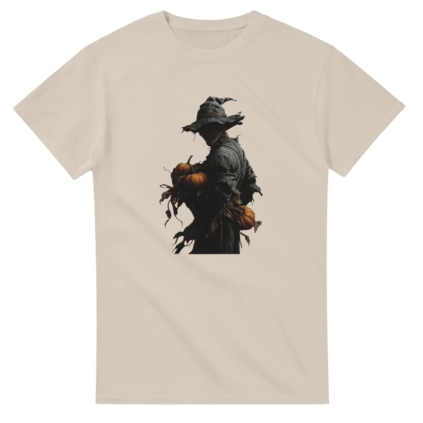 Spooky Pumpkin Scarecrow on a Heavyweight T-shirt