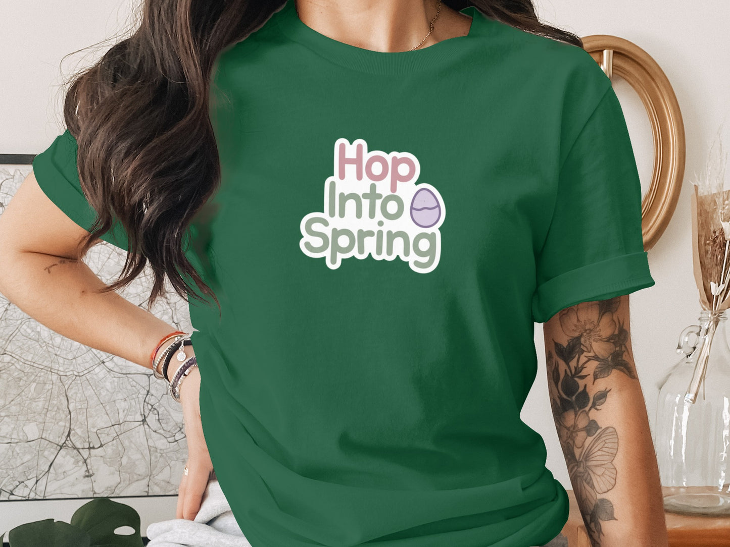 Hop Into Spring Easter Egg Green Tee product type