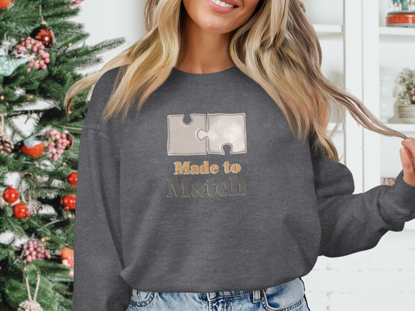 Made to Match Puzzle Piece Graphic Sweatshirt