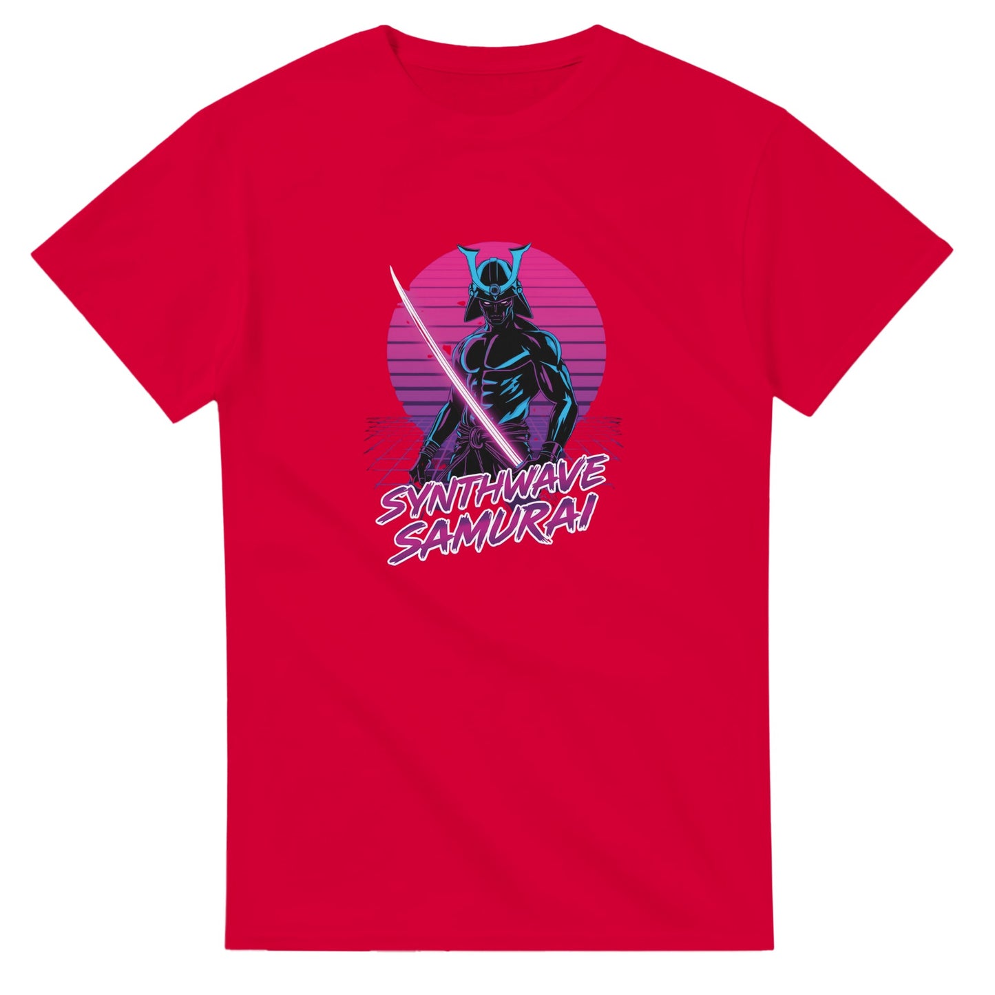 Synthwave Samurai graphic design on a Heavyweight T-shirt