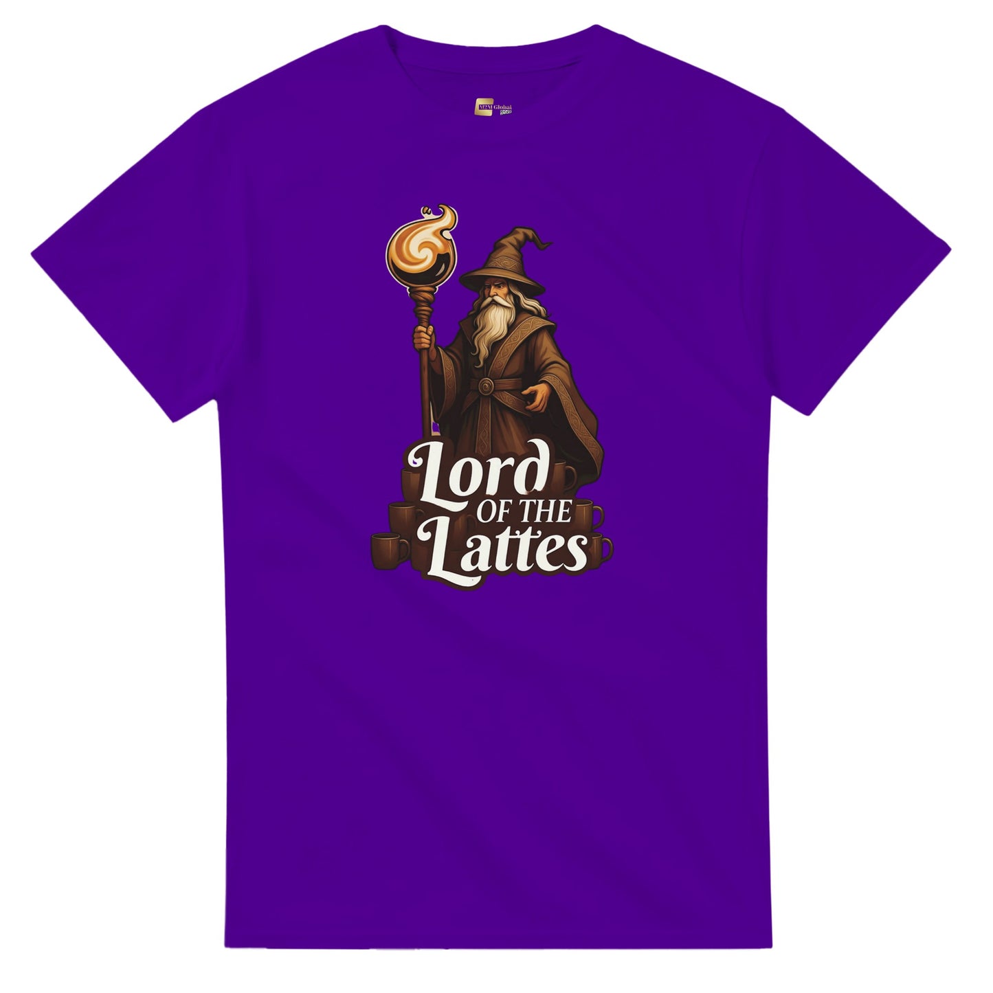 Lord of the Lattes graphic design on a Heavyweight T-shirt