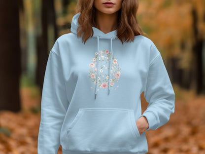 Floral Wreath Graphic Design on Cozy Hoodie Sweater