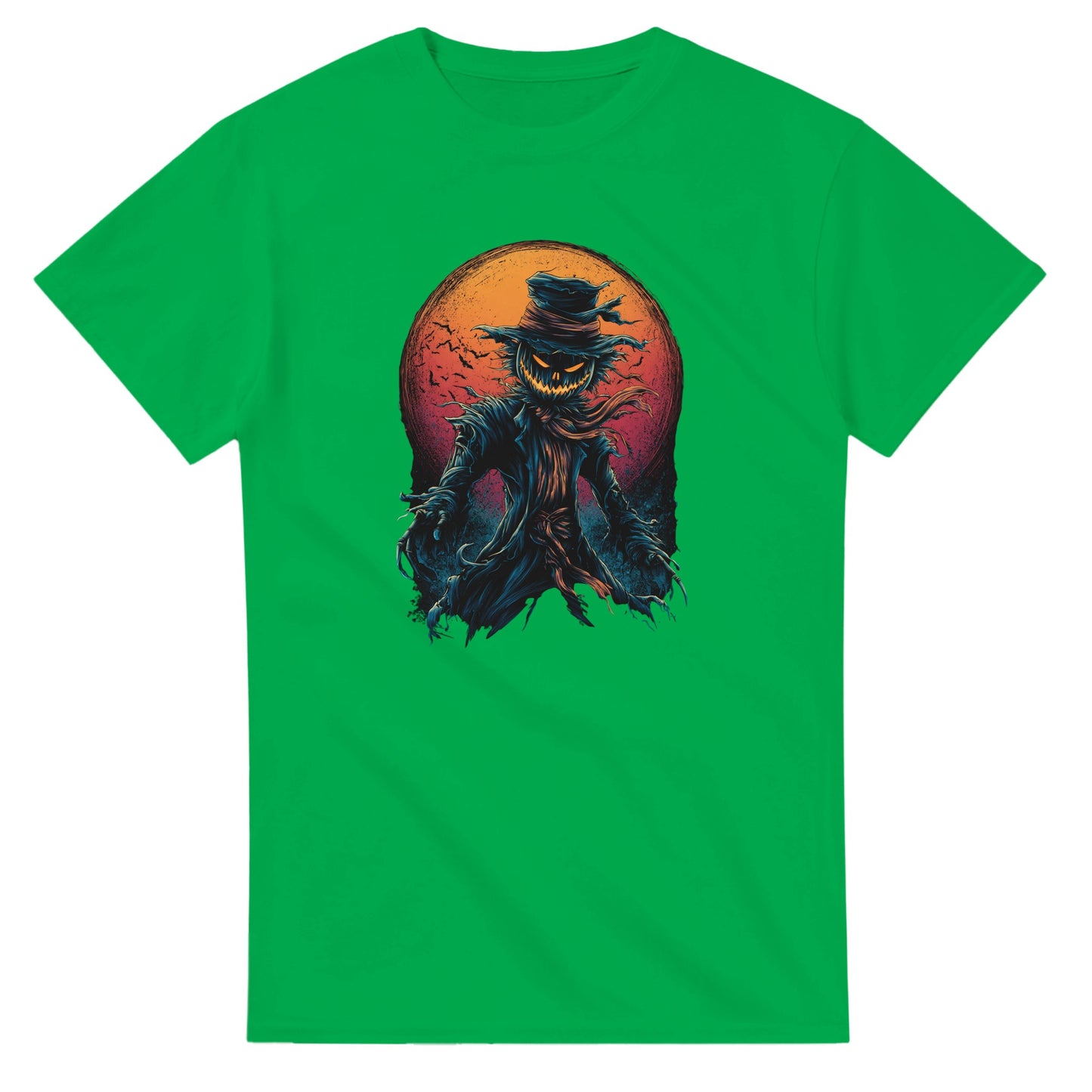 Scarecrow with Full Moon & Bats on a Heavyweight T-shirt