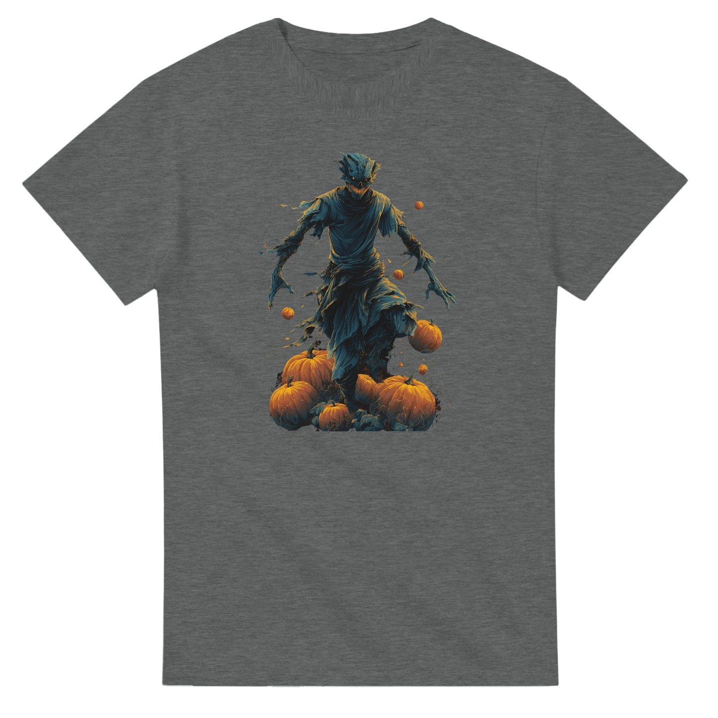 Haunting Harvest Scarecrow on a Heavyweight T-shirt