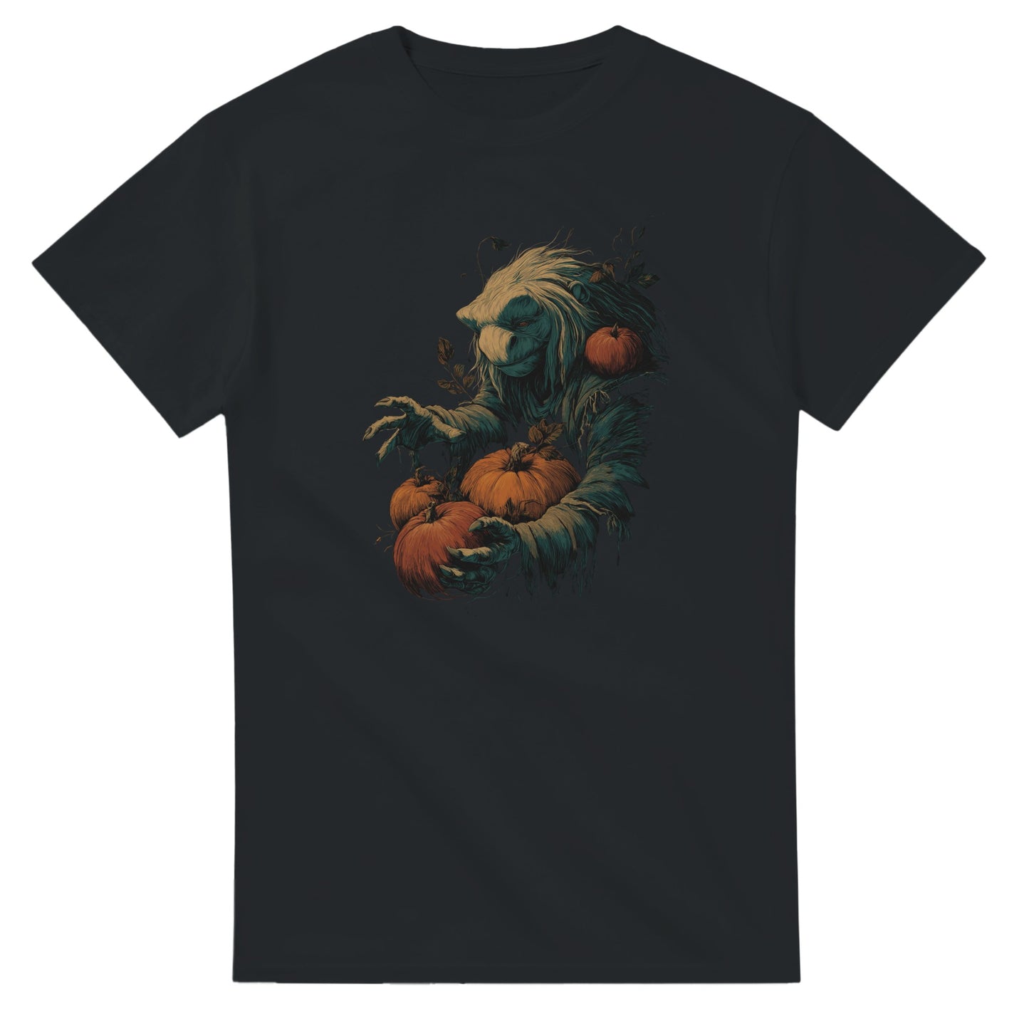 Forest Creature with Pumpkins on a Heavyweight T-shirt