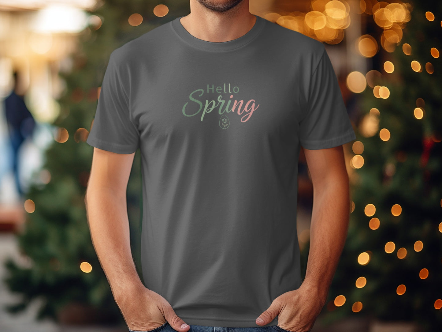 Hello Spring Festive Graphic Tee Shirt for Celebrations