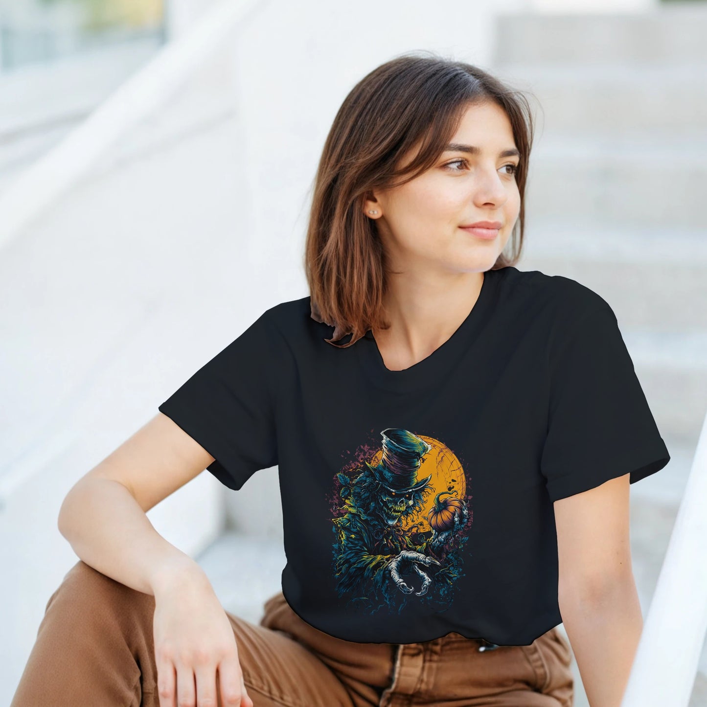 Sinister Pumpkin Scarecrow on a Heavyweight T-shirt