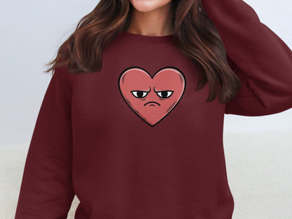 Grumpy Heart Graphic Design Long Sleeve Shirt