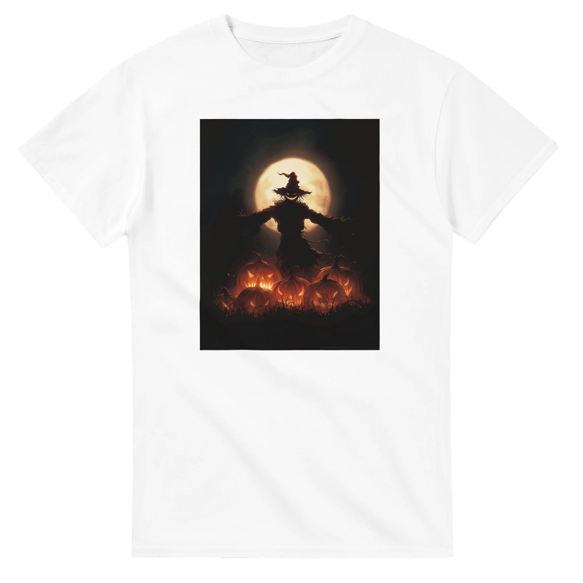 Spooky Scarecrow & Jack-O'-Lantern on a Heavyweight T-shirt
