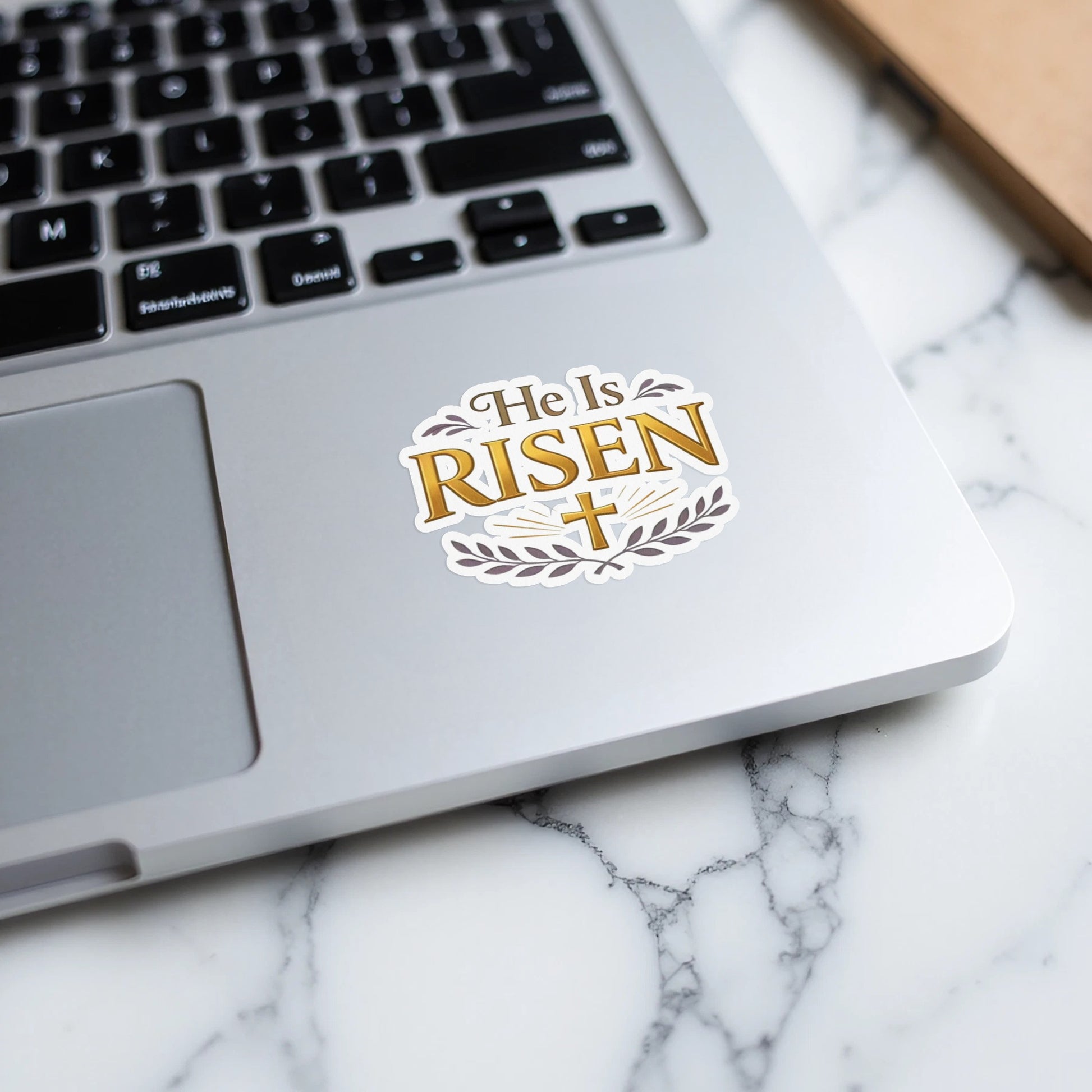 He Is Risen Christian Faith Cross Leaves Sticker product type