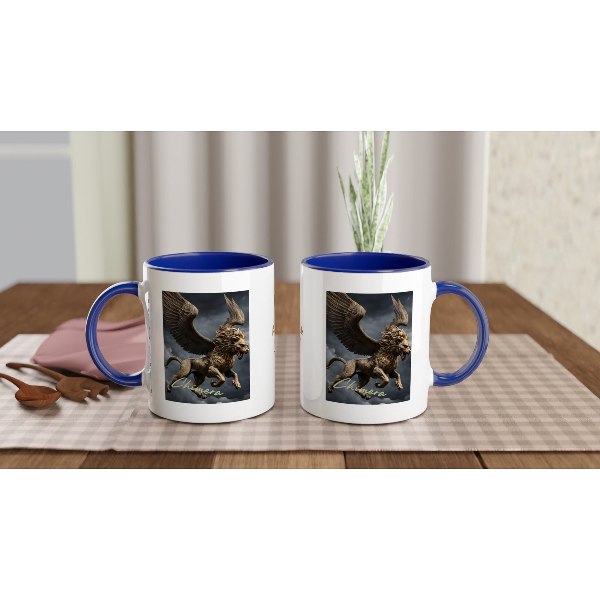 11oz ceramic mug with color inside golden chimera personalized
