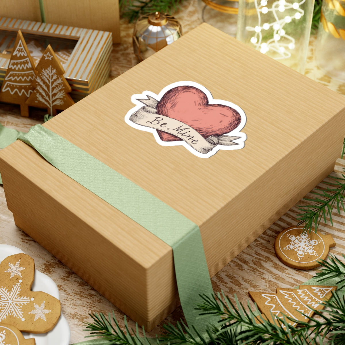 Valentine's Day Gift Box with Heart Design Sticker