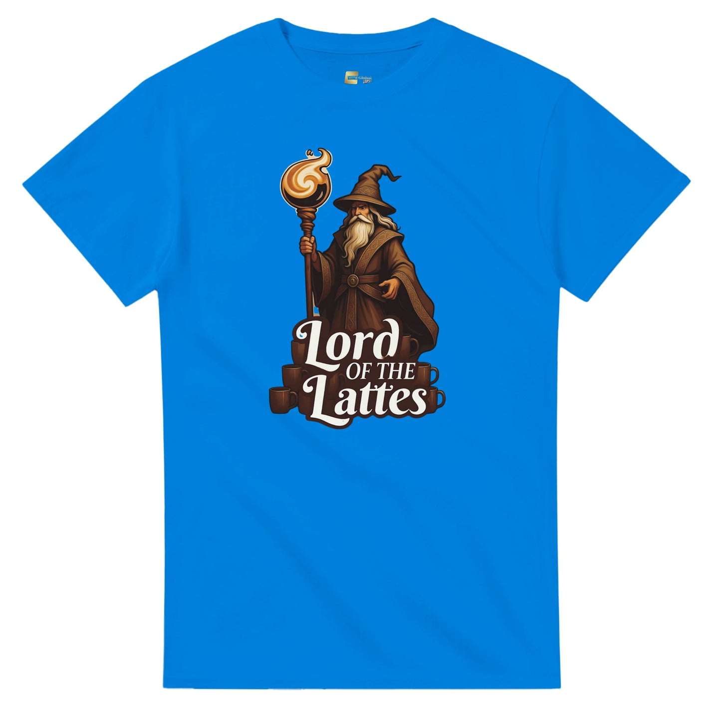 Lord of the Lattes graphic design on a Heavyweight T-shirt