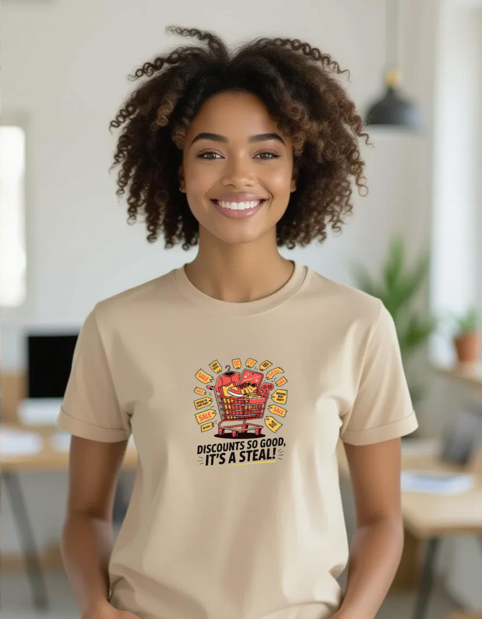 Discounts So Good It’s a Steal heavyweight t-shirt mockup