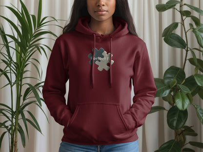 Perfect Fit Puzzle Graphic Stylish Maroon Hoodie