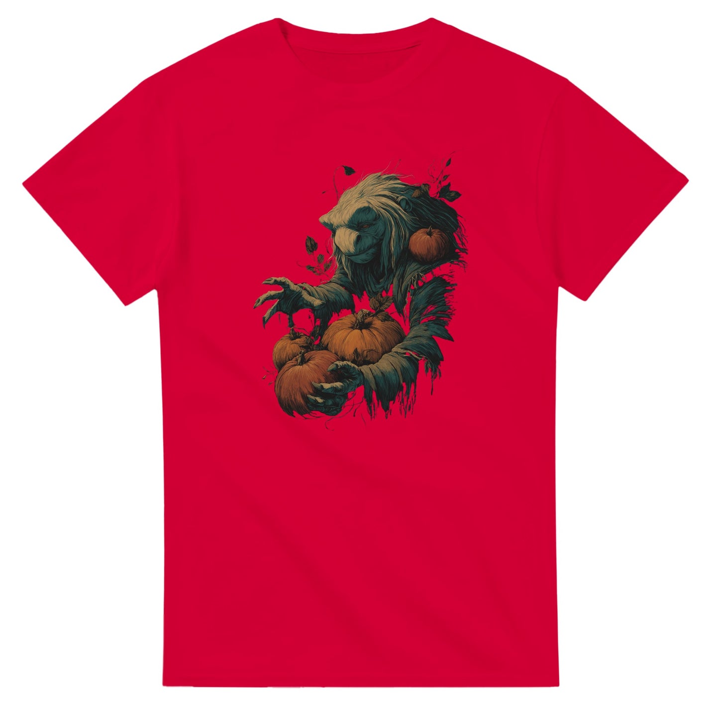Forest Creature with Pumpkins on a Heavyweight T-shirt