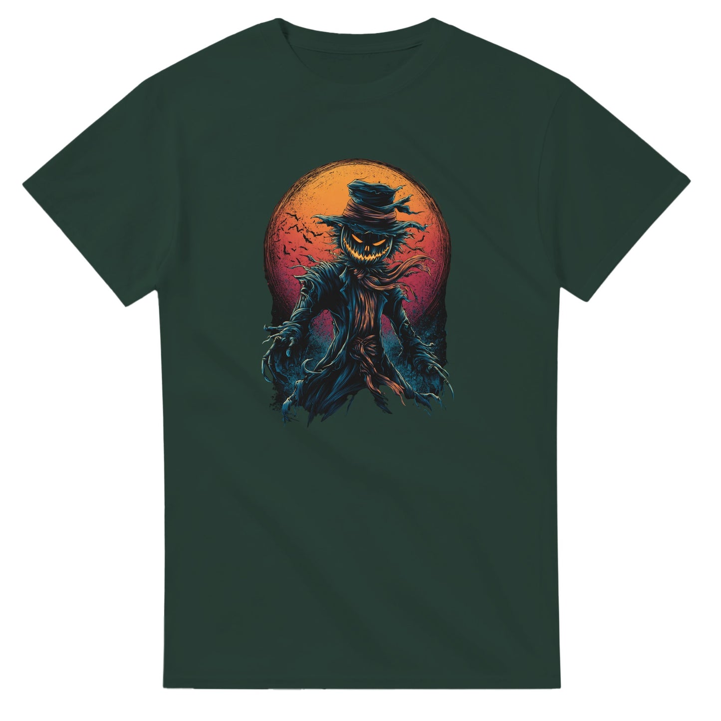 Scarecrow with Full Moon & Bats on a Heavyweight T-shirt