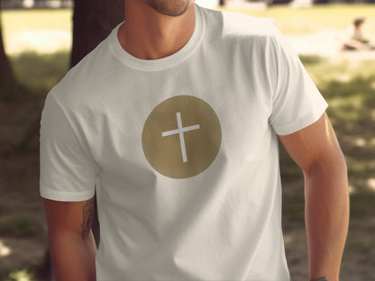 Light Cream Gold Circle White Cross Symbol product type
Tshirt, Cross, Religious, Christian, Faith, Spiritual, Symbolic, Graphic tee, Cream shirt, Gold circle, White cross, Casual apparel, Unisex top, Modern design, Minimalist, Gift idea, Inspirational, Worship wear, Holy symbol, Devotional