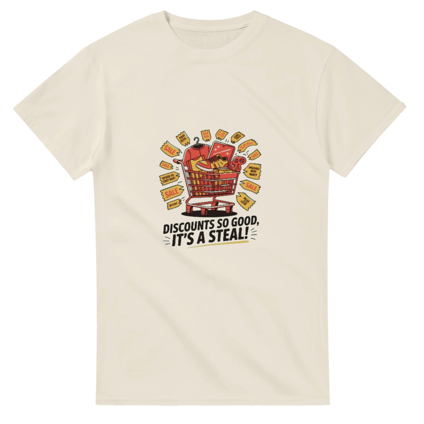 Discounts So Good It’s a Steal heavyweight t-shirt mockup