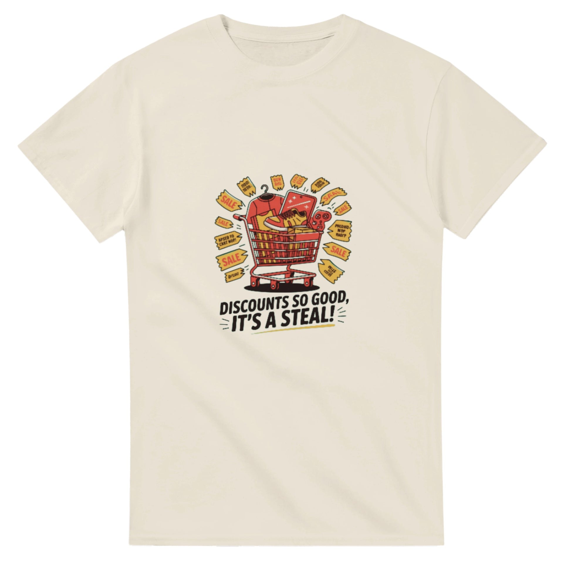 Discounts So Good It’s a Steal heavyweight t-shirt mockup