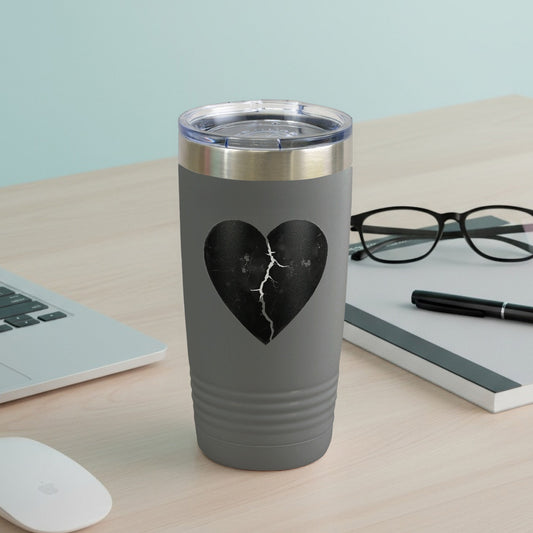 Cracked Black Heart Design Insulated Tumbler 20oz