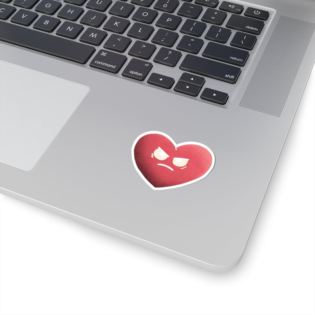 Red Heart Angry Expression Sticker for Personal Devices