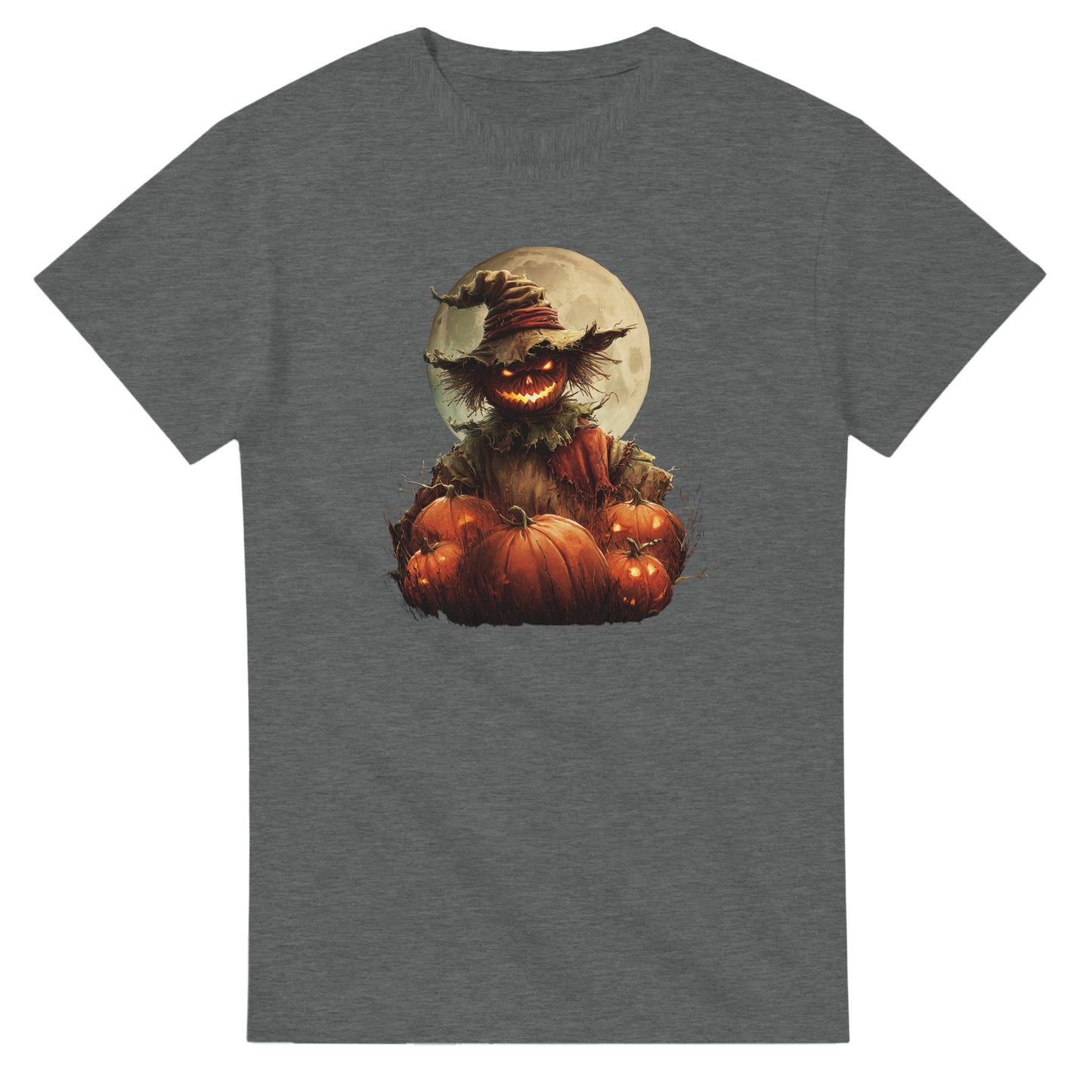 Spooky Scarecrow & Jack-O'-Lantern on a Heavyweight T-shirt