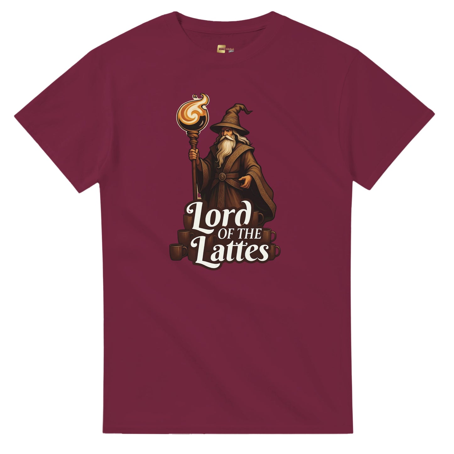 Lord of the Lattes graphic design on a Heavyweight T-shirt