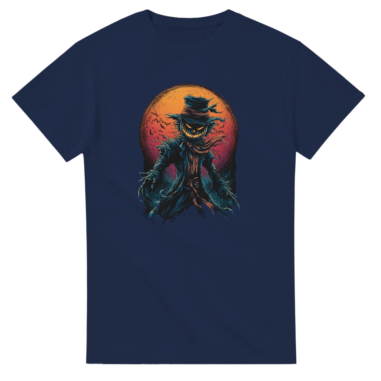 Scarecrow with Full Moon & Bats on a Heavyweight T-shirt