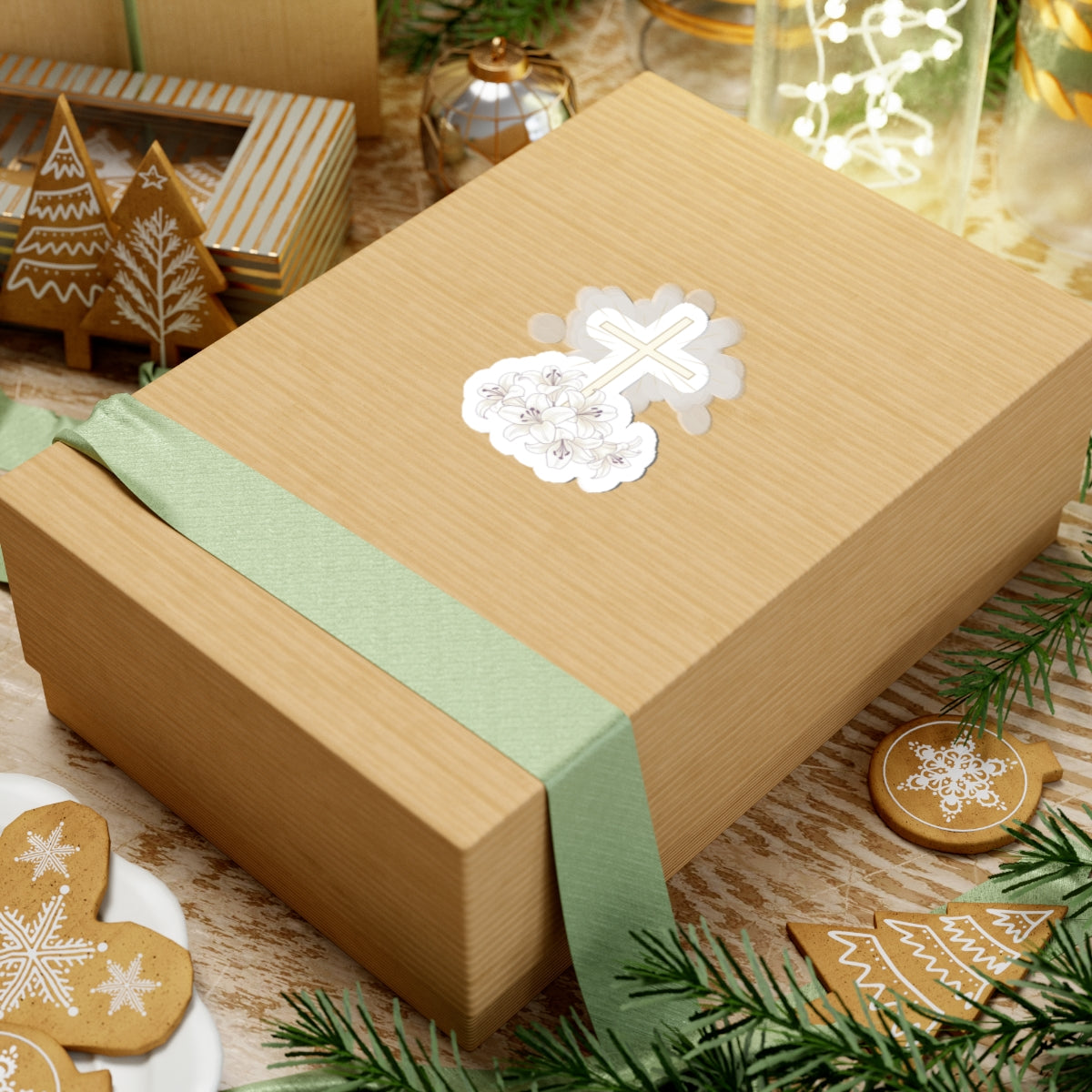 White Lilies Gold Cross Religious Floral Product type