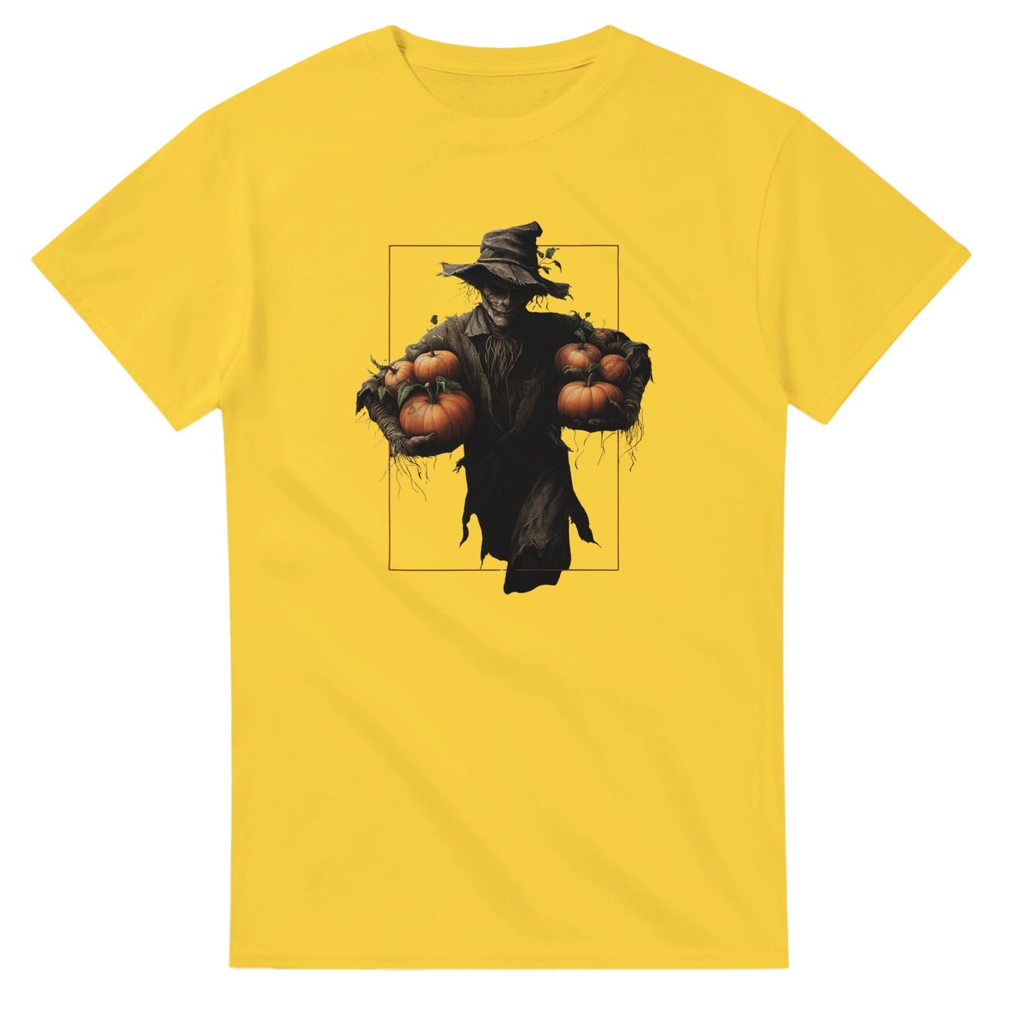 Spooky Harvest Scarecrow on a Heavyweight T-shirt