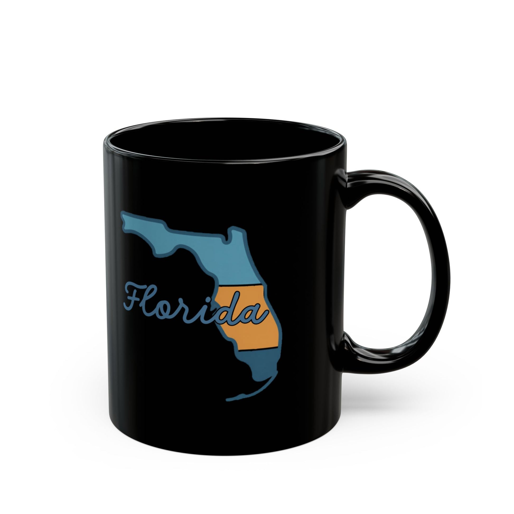 Black mug with "Florida Sunshine State" text and state outline.