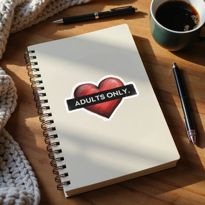Adults Only Heart Sticker Spiral Notebook