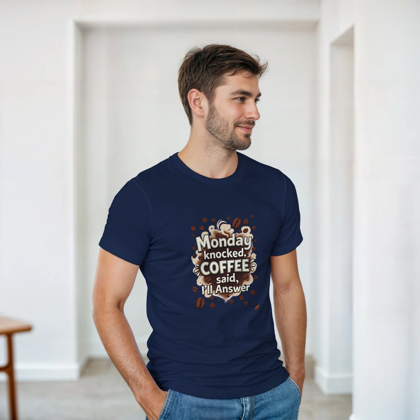 Monday Knocked, Coffee Answered on a Heavyweight Coffee Lover T on a Shirt
