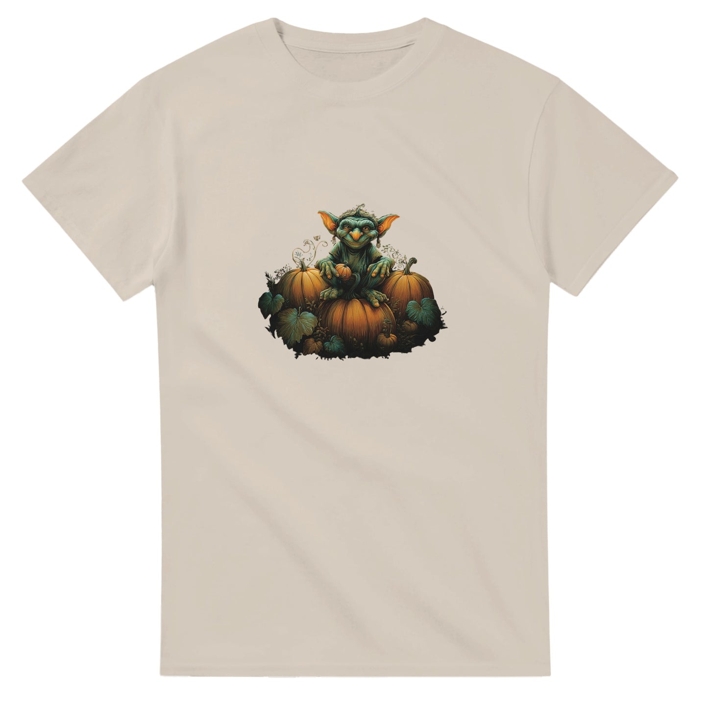 Autumn Goblin & Pumpkins on a Heavyweight T-shirt