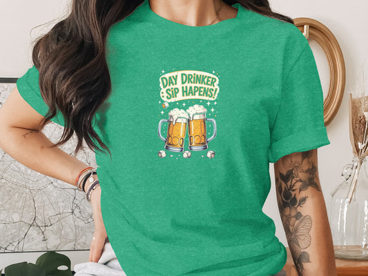 Day Drinker Sip Happens Graphic T-Shirt for Beer Lovers