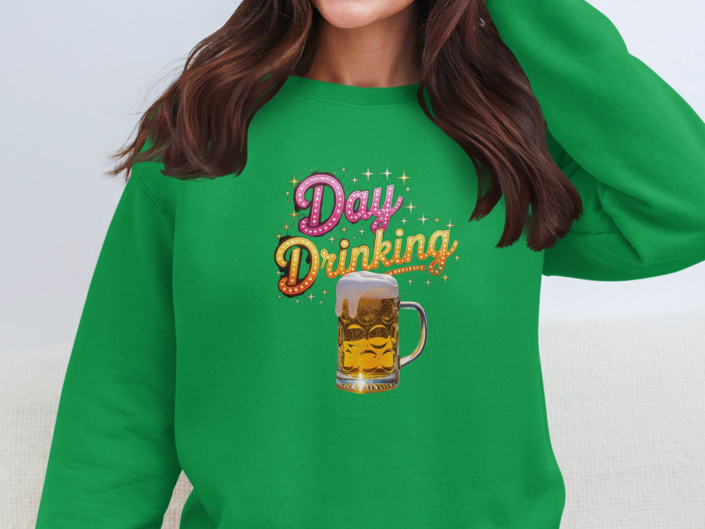 Day Drinking Beer Mug Design Green Sweatshirt product type