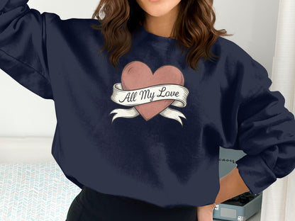 All My Love Heart Graphic Long Sleeve Sweatshirt