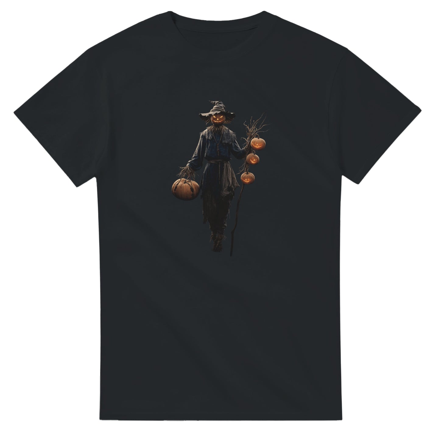 Spooky Scarecrow Jack-O'-Lantern on a Heavyweight T-shirt